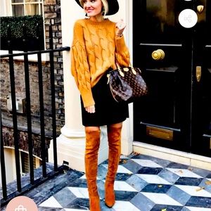 Goodnight Macaroon Tan over the Knee Leather Boots